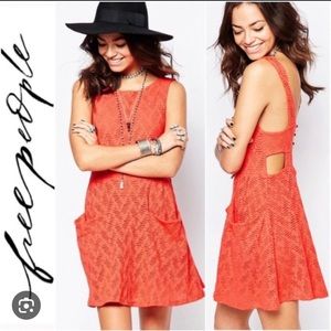 Free People orange mini dress with pockets